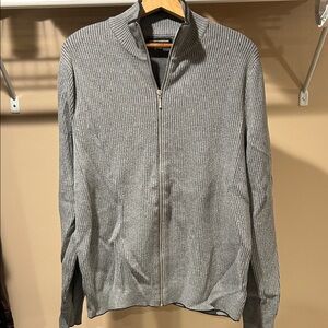Express Men's Textured Gray Zip-Up Sweater